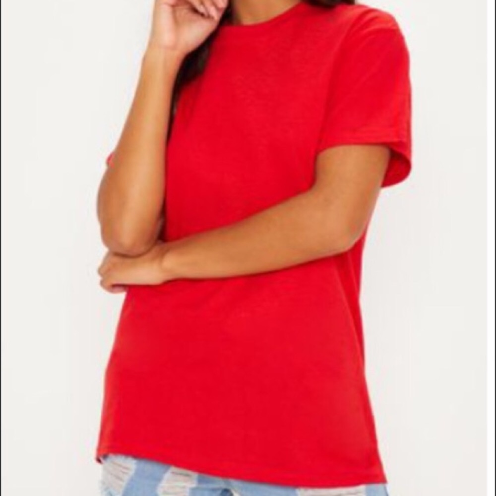 PrettyLittleThing Red Ultimate Oversized Tee NWOT